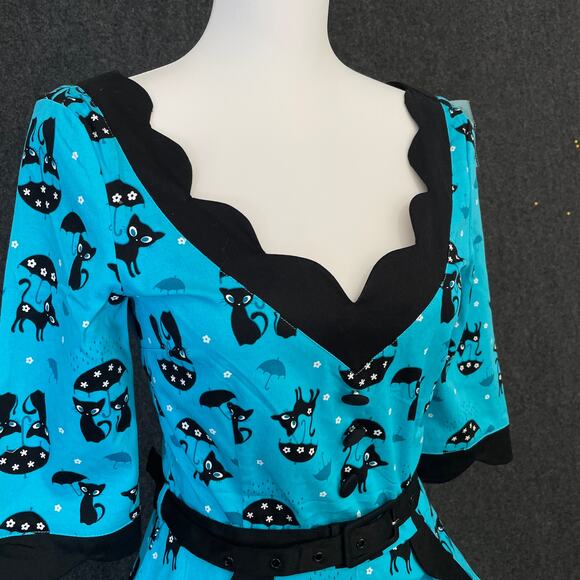 Voodoo Vixen Katniss Raining 1950s Pin Up Rockabilly Size Small Dress - Picture 4 of 14